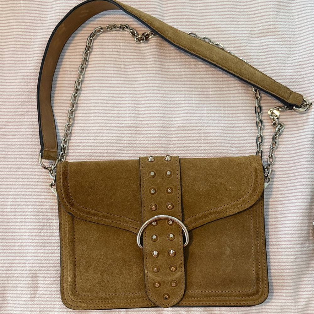 Zara Brown Suede Chain Strap Bag